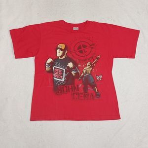 Vtg Y2K John Cena WWE Red Graphic T-Shirt Youth Size XL, Adult Size Small